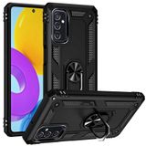 Gpack Samsung Galaxy M52 Vega Tank Standlı Yüzüklü Mıknatıslı Siyah Kılıf