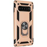 Gpack Samsung Galaxy S10 Çift Katmanlı Tank Yüzüklü Mıknatıslı Vega Kapak Gold Cep Telefonu Kılıf