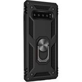 Gpack Samsung Galaxy S10 Çift Katmanlı Tank Yüzüklü Mıknatıslı Vega Kapak Siyah Cep Telefonu Kılıf