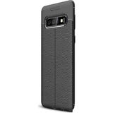 Gpack Samsung Galaxy S10 Niss Deri Görünümlü Siyah Silikon Kılıf