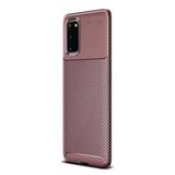 Gpack Samsung Galaxy S20+ Plus Negro Karbon Dizayn Silikon Kahverengi Kılıf