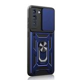 Gpack Samsung Galaxy S21 FE Sert Silikon Tank Aramid Sürgülü Vega Yüzüklü Lacivert Kılıf