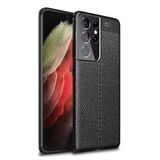 GPACK Samsung Galaxy S21 Ultra 5G ile uyumlu Kılıf Niss Silikon Deri Görünümlü, Siyah