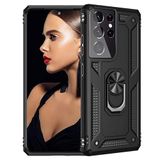 GPACK Samsung Galaxy S21 Ultra 5G ile uyumlu Kılıf Tank Koruma Vega Standlı Yüzüklü Mıknatıslı, Siyah