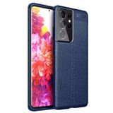 Gpack Samsung Galaxy S21 Ultra 5G Niss Silikon Deri Görünümlü Lacivert Kılıf