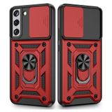 Gpack Samsung Galaxy S22 Plus Sert Silikon Tank Aramid Sürgülü Vega Yüzüklü Kırmızı Kılıf