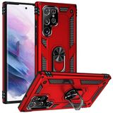 GPACK Samsung Galaxy S22 Ultra ile uyumlu Kılıf Vega Sert Silikon Tank Standlı Yüzüklü Mıknatıslı, Kırmızı
