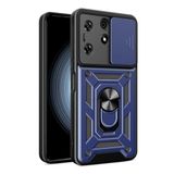 GPACK Tecno Spark 10 Pro ile uyumlu Kılıf Pars Sürgülü Vega Yüzüklü Sert Silikon, Lacivert