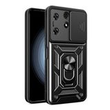 GPACK Tecno Spark 10 Pro ile uyumlu Kılıf Pars Sürgülü Vega Yüzüklü Sert Silikon, Siyah