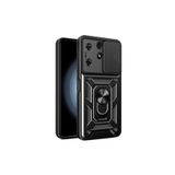Gpack Tecno Spark 10 Pro Kılıf, Sert Silikon, Tank Aramid, Sürgülü, Vega Yüzüklü, Siyah