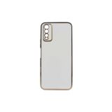 Gpack Vivo Y20 ile Uyumlu Kılıf, Bark Parlak Silikon, Renkli Kenarları, Beyaz