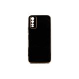 Gpack Vivo Y20 ile Uyumlu Kılıf, Bark Parlak Silikon, Renkli Kenarları, Siyah