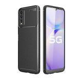 GPACK Vivo Y20 ile uyumlu Kılıf Negro Karbon Dizayn Kamera Korumalı Silikon, Siyah
