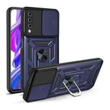 GPACK Vivo Y20 ile uyumlu Kılıf Pars Sürgülü Vega Yüzüklü Sert Silikon, Lacivert