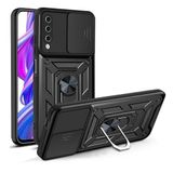 GPACK Vivo Y20 ile uyumlu Kılıf Pars Sürgülü Vega Yüzüklü Sert Silikon, Siyah