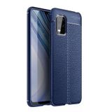 Gpack Xiaomi Mi 10 Lite Niss Silikon Deri Görünümlü Lacivert Kılıf