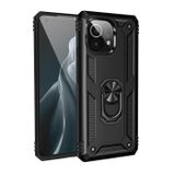 Gpack Xiaomi Mi 11 Lite Vega Tank Standlı Yüzüklü Mıknatıslı Siyah Kılıf