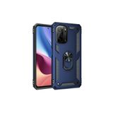 Gpack Xiaomi Poco F3 ile Uyumlu Vega Tank Koruma Kılıf, Standlı, Yüzüklü, Mıknatıslı, Nano Glass, Lacivert