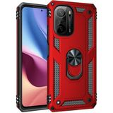 Gpack Xiaomi Poco F3 Vega Tank Koruma Standlı Yüzüklü Mıknatıslı Kırmızı Kılıf