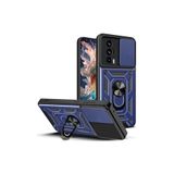 Gpack Xiaomi Poco F5 Pro ile Uyumlu Kılıf, Sert Silikon, Tank Aramid, Sürgülü, Vega Yüzüklü, Lacivert