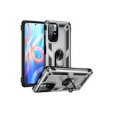 Gpack Xiaomi Poco M4 Pro 5G ile Uyumlu Vega Tank Standlı Yüzüklü Mıknatıslı Kılıf, Nano Glass, Gümüş
