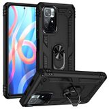 Gpack Xiaomi Poco M4 Pro 5G Vega Tank Standlı Yüzüklü Mıknatıslı Siyah Cep Telefonu Kılıfı