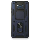 Gpack Xiaomi Poco X3 Tank Aramid Sürgülü Vega Yüzüklü Lacivert Kılıf