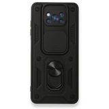 Gpack Xiaomi Poco X3 Tank Aramid Sürgülü Vega Yüzüklü Siyah Kılıf
