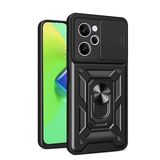 GPACK Xiaomi Poco X5 Pro 5G ile uyumlu Kılıf Pars Sürgülü Vega Yüzüklü Sert Silikon, Siyah