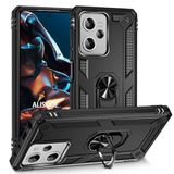 GPACK Xiaomi Poco X5 Pro 5G ile uyumlu Kılıf Vega Tank Koruma Standlı Yüzüklü Mıknatıslı, Siyah