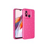 Gpack Xiaomi Redmi 12C ile Uyumlu Kılıf, Silikon, Simli Kamera Korumalı, Pembe Koyu