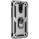 Gpack Xiaomi Redmi 8 Çift Katmanlı Tank Yüzüklü Mıknatıslı Vega Kapak Nano Glass Gümüş Cep Telefonu Kılıf