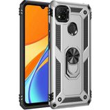 Gpack Xiaomi Redmi 9C Tank Koruma Vega Standlı Yüzüklü Mıknatıslı Nano Glass Gümüş Kılıf