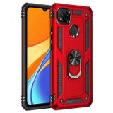 Gpack Xiaomi Redmi 9C Tank Koruma Vega Standlı Yüzüklü Mıknatıslı Nano Glass Kırmızı Kılıf