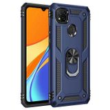 Gpack Xiaomi Redmi 9C Tank Koruma Vega Standlı Yüzüklü Mıknatıslı Nano Glass Lacivert Kılıf
