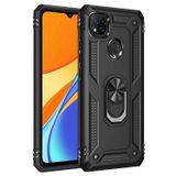 Gpack Xiaomi Redmi 9C Tank Koruma Vega Standlı Yüzüklü Mıknatıslı Siyah Kılıf