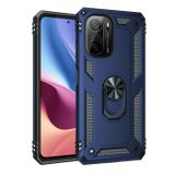Gpack Xiaomi Redmi K40 Vega Tank Koruma Standlı Yüzüklü Mıknatıslı Lacivert Kılıf