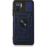 Gpack Xiaomi Redmi Note 10 Tank Aramid Sürgülü Vega Yüzüklü Lacivert Kılıf