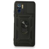 Gpack Xiaomi Redmi Note 10 Tank Aramid Sürgülü Vega Yüzüklü Siyah Kılıf
