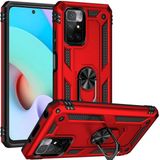 Gpack Xiaomi Redmi Note 11 4G Vega Tank Standlı Yüzüklü Mıknatıslı Kırmızı Kılıf + Nano Glass Ekran Koruyucu