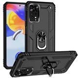 Gpack Xiaomi Redmi Note 11S Global Vega Tank Standlı Yüzüklü Mıknatıslı Siyah + Nano Glass Ekran Koruyucu
