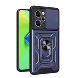 GPACK Xiaomi Redmi Note 12 Pro 5G ile uyumlu Kılıf Pars Sürgülü Vega Yüzüklü Sert Silikon, Lacivert