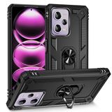 GPACK Xiaomi Redmi Note 12 Pro 5G ile uyumlu Kılıf Vega Sert Silikon Tank Standlı Yüzüklü Mıknatıslı, Siyah