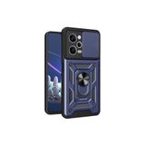 Gpack Xiaomi Redmi Note 12 Pro Plus 5G ile Uyumlu Kılıf, Sert Silikon, Tank Aramid, Sürgülü, Vega Yüzüklü, Lacivert