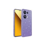 Gpack Xiaomi Redmi Note 13 Pro 4G ile Uyumlu Silikon Kılıf, Simli, Kamera Korumalı, Mor