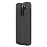 Gpack Xiaomi Redmi Note 8 Pro Niss Deri Görünümlü Siyah Silikon Kılıf