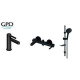 GPD Gpd Gildo 3 Parça Siyah Armatür Musluk Batarya Banyo Seti Mlb165-s Mbb165-s Dst57-s Gümüş