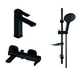 GPD Gpd Pedra Siyah Banyo - Lavabo - Sürgülü Duş Seti Mlb160-s-mbb160-s-dst57-s Çok Renkli