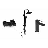 Gpd Quadro Siyah Tepe Duş Seti Ve Banyo Ve Lavabo Bataryası Mbb190-S-Dst19-3-S