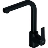 GPD Siyah Eviye Bataryası Armatürü Pedra Tek Gövde 268 mm Yükseklik ve 188 mm Çıkış Ucu ile Su Tasarruflu MTE160-S